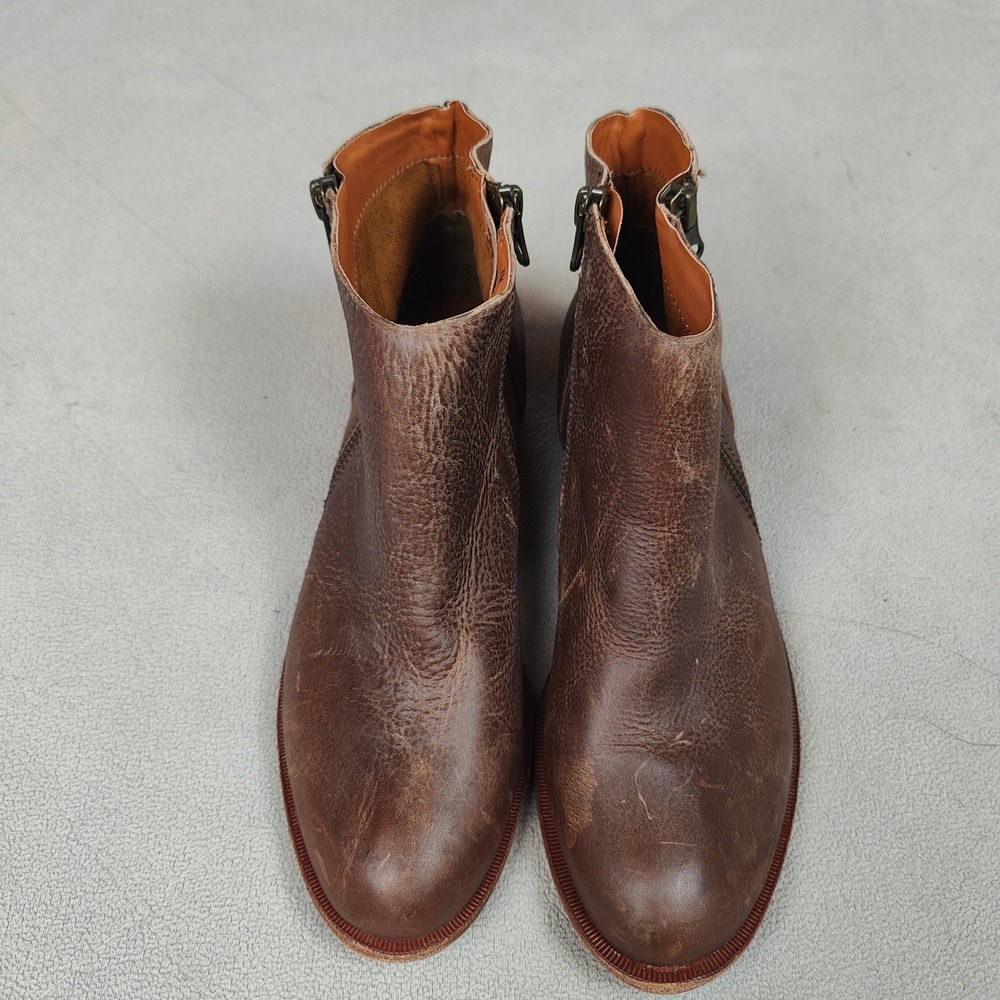Kork‎ Ease Riley Ankle Boots Womens 7 Brown Oiled Leather Side Zip Bohemian - Picture 5 of 10
